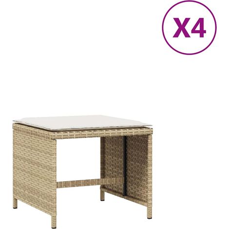 Maison Exclusive - Sgabelli Giardino con Cuscini 4pz Beige 41x41x36cm Polyrattan