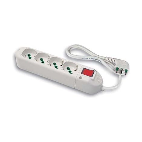 MULTIPRESA BIPASSO SCHUKO + INT.LUM FME  BIANCO POSTI 4 2P+T 16A n°XMMQ 3X10 MT 15
