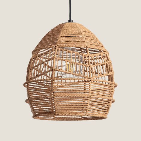 Lampada a Sospensione Carta Intrecciata Beyawo Naturale (1/5)