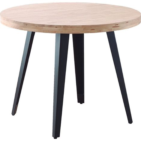 Home Heavenly® - Mesa redonda SKADI, estilo industrial, madera roble y patas metálicas. 100 cm Ø x 76 cm. Color: Roble Nordish - Negro