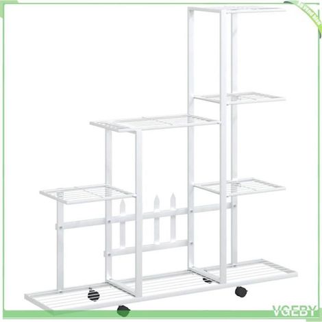 Support pour plantes - FAFEICY - 336115 - Blanc - Métal - 4 roulettes (1/5)