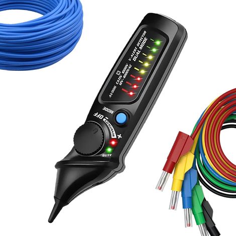 Testeur de tension sans contact Détecteur de rupture de câble avec lampe de poche et alarme buzzer pour dépannage électrique, voiture, entretien (1/5)