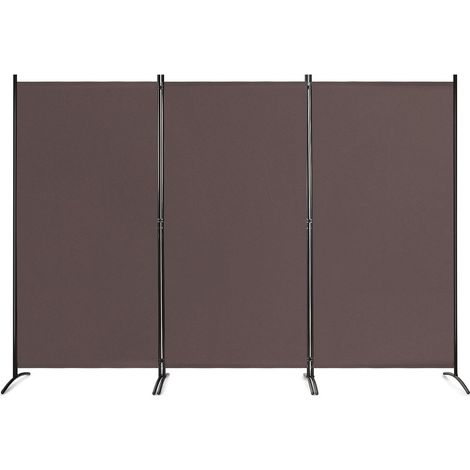 GOPLUS Paravent 3 Panneaux, Separateur de Pieces avec Conception Pliable, Ecran de Confidentialite Partition avec Utilisation Polyvalente, Tissu Polyester, pour Chambre, Bureau (Brun) (1/5)