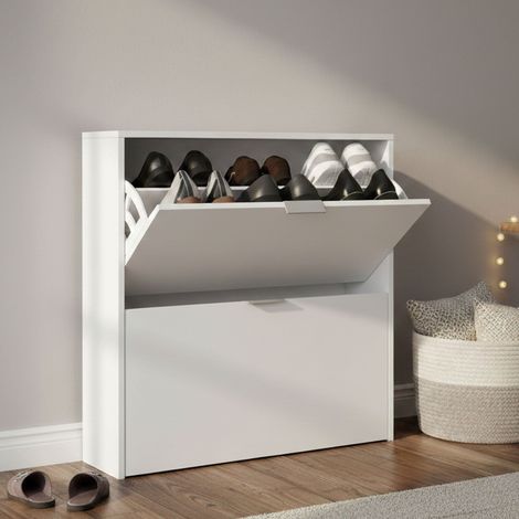 Scarpiera - 16 Paia 2 Ante, Bianco, -, 75x22x76h cm Lima (1/4)