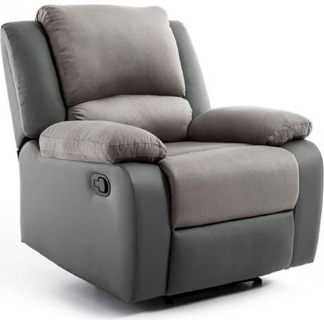 Fauteuil de Relaxation Microfibre "Polo" 96cm Gris Clair (1/5)