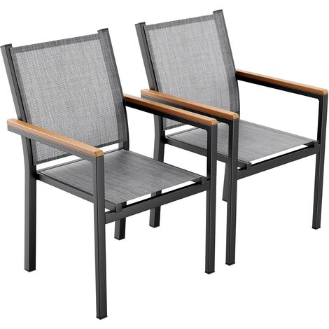 Chaises de jardin empilables,Chaises de Salle à Manger,résistantes aux intempéries-(Gris Lin,Lot de 2)