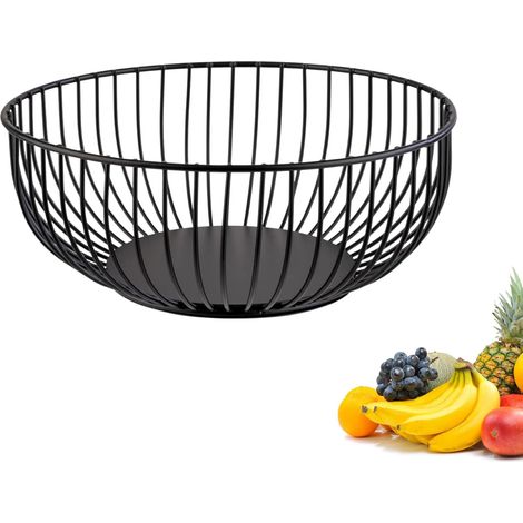 1 Corbeille en fil, Design ouvert, Acier robuste, Noir, Pour cuisine et salle de bain