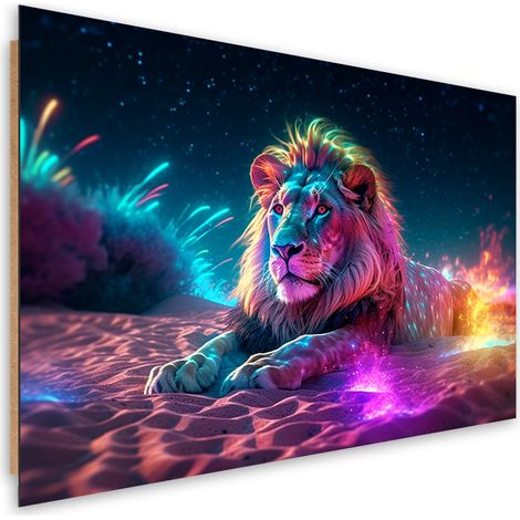 Deco panel print, Neon Lion Nature Abstraction - 90x60 (1/5)