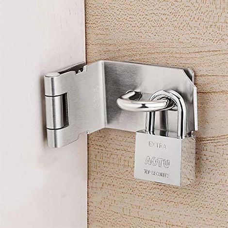 Verrou de porte à angle droit, moraillon en acier inoxydable extra épais, style à rotation à 90 degrés, avec vis (1/5)
