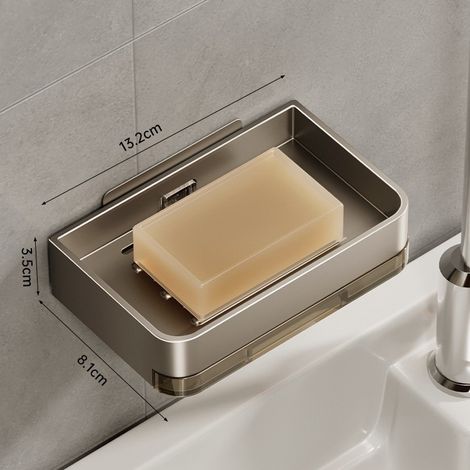 Portasapone da parete creativo per il bagno, con vassoio raccogligocce, non richiede foratura, porta sapone per il bagno, mensola per il WC
