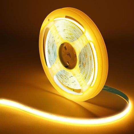 Ruban LED COB 6M, bande LED blanc chaud 2700K, bande LED 24V Dimmable, 320LED/M, largeur 8mm, avec télécommande et alimentation, pour la décoration de la maison, la cuisine, le miroir (1/5)