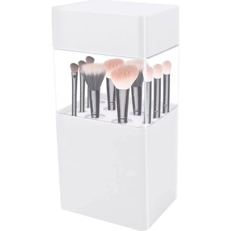 Boîte de rangement transparente pour pinceaux de maquillage, organiseur de beauté anti-poussière