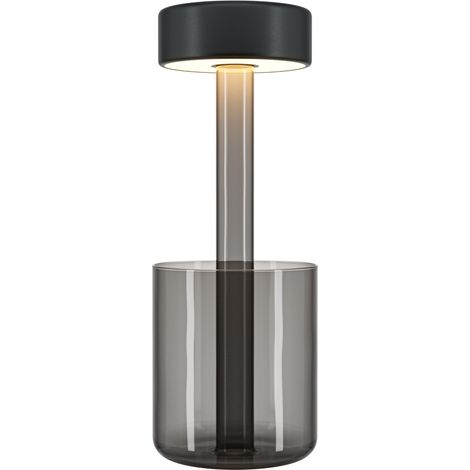 Maytoni AI Collaboration Lampada da tavolo moderna a LED integrata ricaricabile dimmerabile con controllo touch grigio 120lm e paralume nero (1/5)