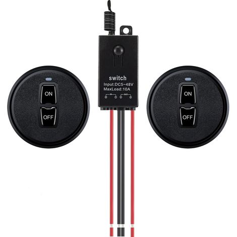Interrupteur sans fil 12V,Mini Relais radiocommandé Avec télécommande,DC12V/24V/48V 10A Commutateur a Distancesans fil,Avec longue portée de 100m,Pour porte de garage,LED,store,lampe (1/5)