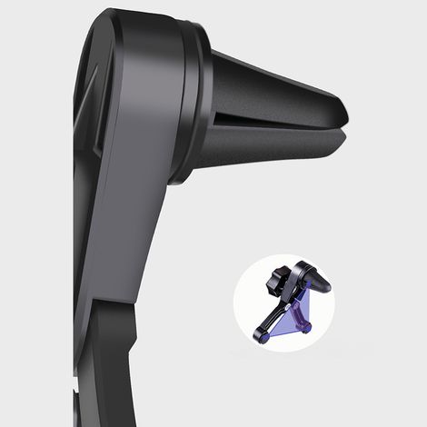 Support de téléphone portable pour voiture avec fixation par clip, rotation à 360°, support de fixation pour sortie d'air et ventouse. (1/5)