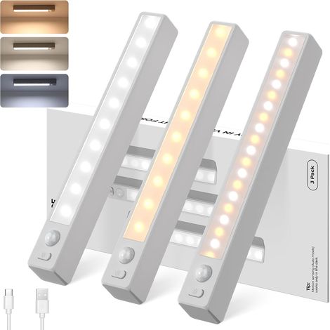 Compact LED Furniture Light with Motion Sensor 18 cm, ideal for stairs, with colour temperatures 7000/4500/3000 K, brightness adjustment (pack of 3) (1/5)