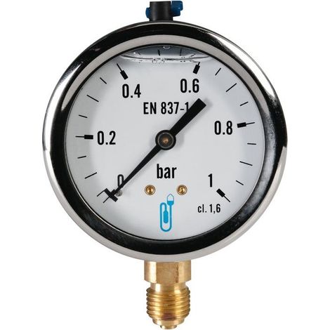 Manomètre à bain de glycerine 1 bar – Boîtier inox – Raccord 1/4” radial – Pression max 1 bar (1/3)