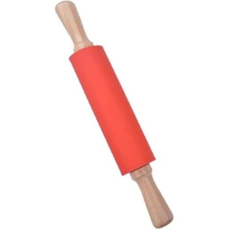 Rouleau à pâtisserie en silicone, surface antiadhésive, manche en bois, 1,97 x 15,15 cm (1/3)