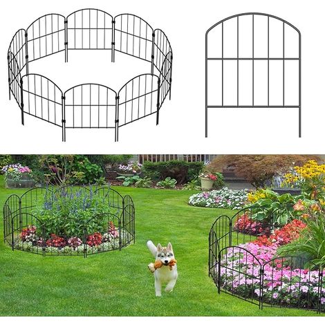 Clôture de jardin en métal à 28 panneaux, clôture décorative antirouille pour cour, parterre de fleurs, terrasse Barrière arquée pour animaux et bordure paysagère, total 9,2 m (L) x 61 cm (1/5)