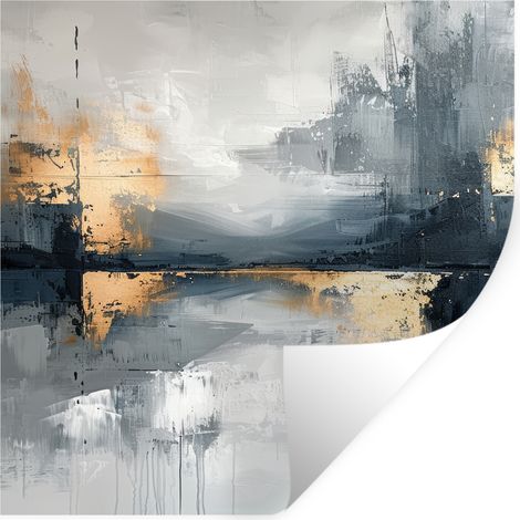 Wall Sticker Art - Gray - Gold - Abstract 50x50 cm (1/5)