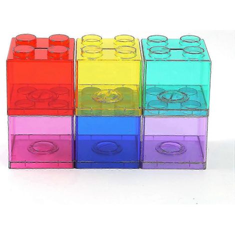 Traumspar-Sparschwein für Kinder im Lego-Baustein-Design aus robustem, farbenfrohem, transparentem Acryl – Yvan-Purple (1/5)