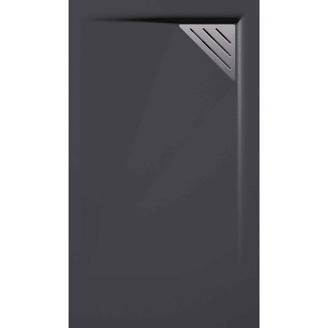 Receveur de douche 70x140 cm extra plat TRINITY anthracite en résine minérale grille à Droite