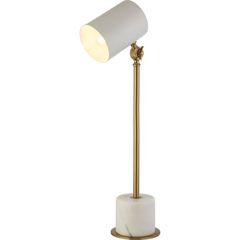 Lampada Da Scrivania Contemporanea Trave Acciaio Bianco Ottone 1 Luce E27