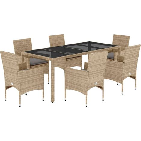 Maison Exclusive - Set comedor jardín 7 pzas cojines ratán sintét (1/5)
