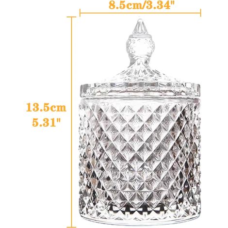 (XXB-TM) Pot de rangement en verre de luxe Art, flacon d'aromathérapie avec couvercle, boîte de rangement minimaliste pour cotons-tiges et bijoux. (1/5)