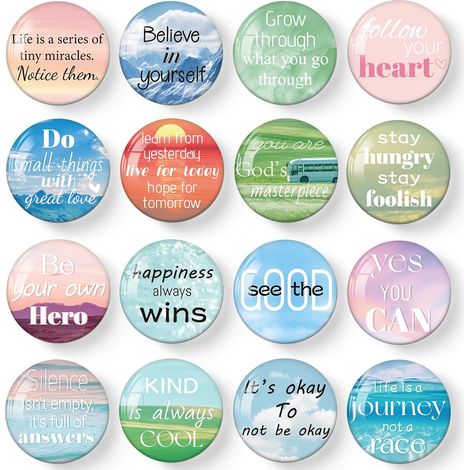 Lot de 16 aimants inspirants pour frigo, citations motivantes – déco pour casier, tableau, armoire, bureau, cuisine. (1/5)