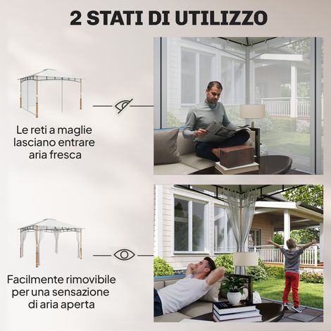 Gazebo 3 x 3,6 m, double toit UPF50+ avec moustiquaire, couleur crème (1/5)