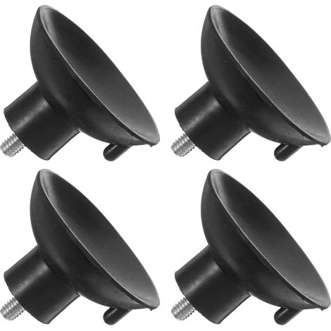 Gadpiparty Lot de 4 pieds en caoutchouc M6 avec ventouses - Pieds de nivellement réglables en hauteur pour meubles, machines et établis - Antidérapants - Noir (1/4)