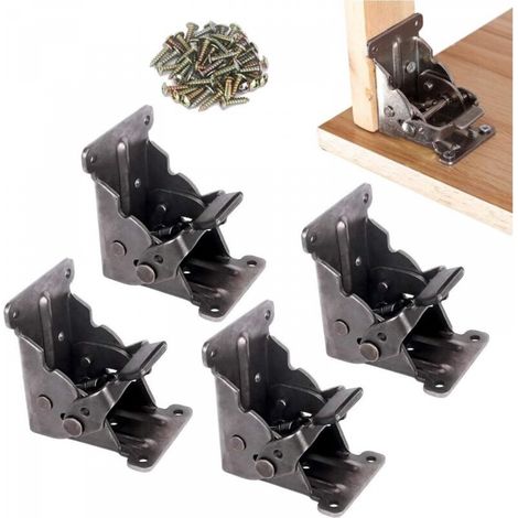 Lot de 4 charnières robustes pour supports de table pliante, supports pliants verrouillables, charnière pliante autobloquante à 90 degrés (1/5)