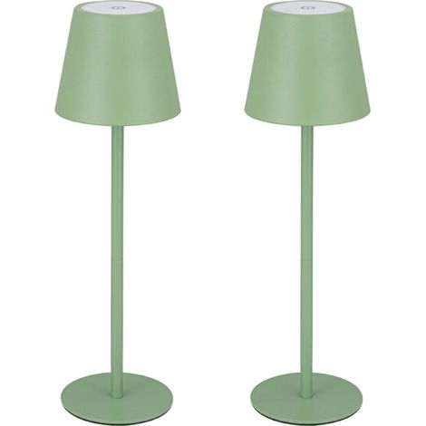 Lot de 2 lampes de bureau LED à intensité variable, rechargeables et vertes, avec port USB-C, idéales pour l'intérieur et l'extérieur, lumière chaude 3000 K, [Classe énergétique A] (1/5)