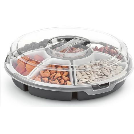 Transport Servierset mit 6 Schalen - 33 cm - Snack Dip Tapas Teller Servier Box mit Deckel