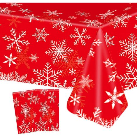 2er Set Weihnachtliche Tischdecke 137x274cm Abwaschbar mit Schneeflockenmuster