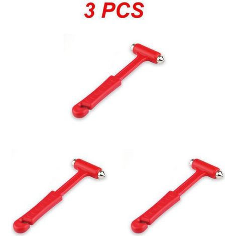 Marteau De Securite - Brise-Verre Et Coupe-Ceinture 2 En 1 - Pour Voiture Bus Camion Train Navire - 15 5 X 6 Cm - 45 G - Plastique Abd - 3 Pièces
