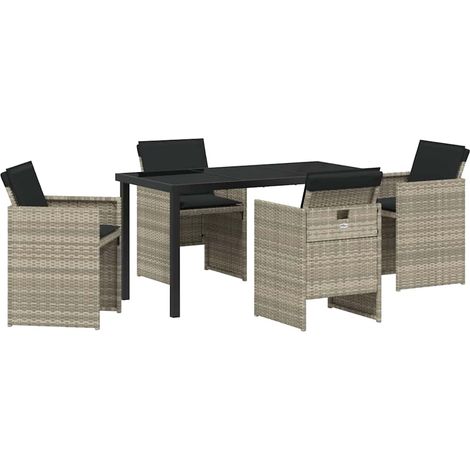 Maison Exclusive - Set da Pranzo per Giardino 5 pcs Grigio chiaro polyrattan (1/5)