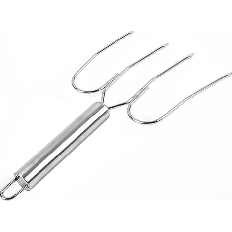 Fourchette à rôtir en acier inoxydable, brochette en forme de C pour poulet, agneau et dinde