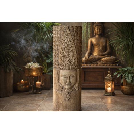 Pedestal Madera Teca 30X30X116 Buda Tallado (1/2)