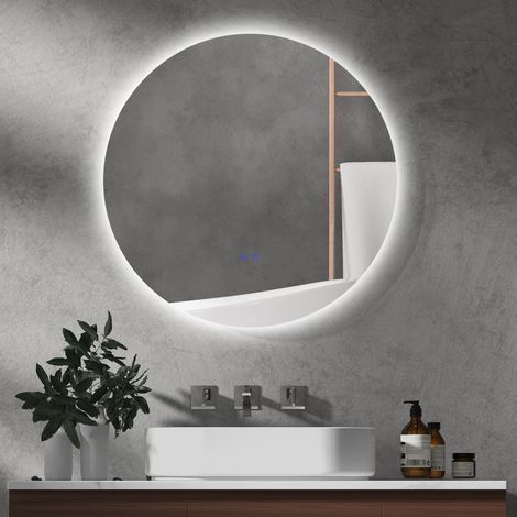 Badezimmerspiegel mit dimmbarer LED-Beleuchtung, Touch-Schaltern und Antibeschlagbeschichtung, Ø70 cm (1/5)