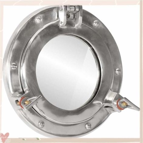 357847 Miroir en forme de hublot mural 23 cmaluminium et verre (1/5)