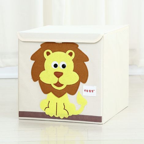 Coffre de rangement en tissu Oxford, grande capacité, motif lion, 34x34x34 cm, pour enfants – DELKEVIC (1/5)