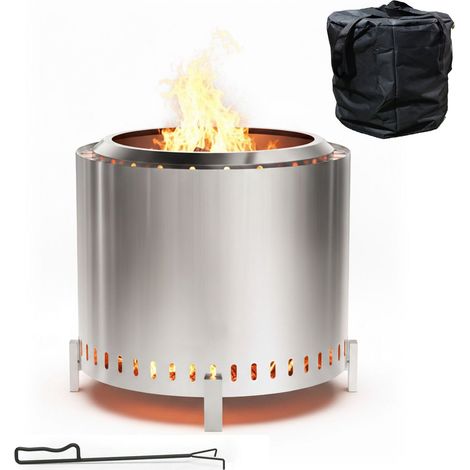 Rauchfreie Feuerstelle aus Edelstahl, 49 cm