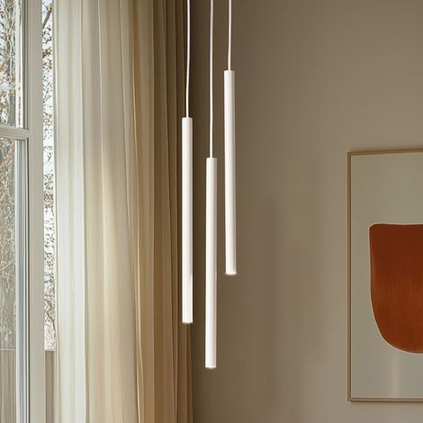 [NEUWERTIG] B-Ware Hängeleuchte Sopel 3 LED Pendelleuchte dimmbar Stahl taupe 3-flammig 50cm Höhe (1/2)