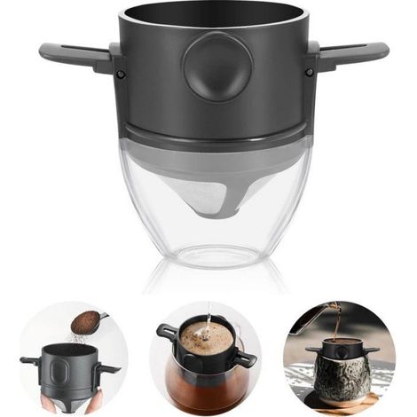 Cafetière À Filtre Conique - Filtre Réutilisable En Acier Inoxydable 304 - Pour 1 À 2 Tasses - Compatible Lave-Vaisselle - Avec Porte-Tasse (1/5)