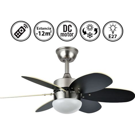 Ventilador de techo con luz silencioso DC con mando Wengue haya 85 cm invierno-verano color luz regulable