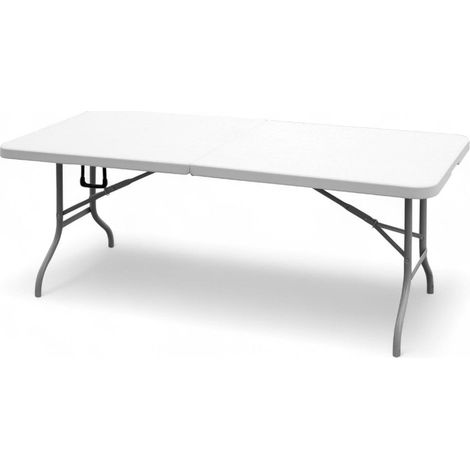Tavolo pieghevole a valigetta 180x75xH74 cm Camping Bianco