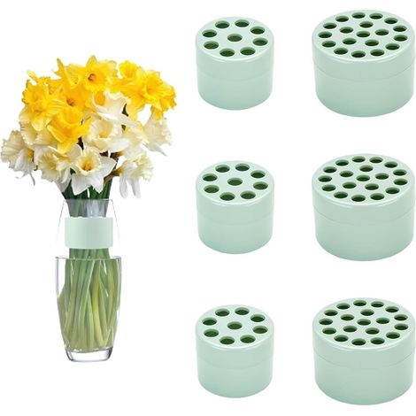 Set di 6 supporti ad anello con manico a spirale per fiori, decorazioni riutilizzabili per vasi di fiori veri e artificiali, porta bouquet (1/5)