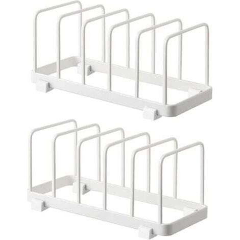 Organizzatore per piatti, scolapiatti, porta piatti, organizer per ripiani per piatti, contenitore per taglieri per piano cucina (bianco, 2 pezzi)